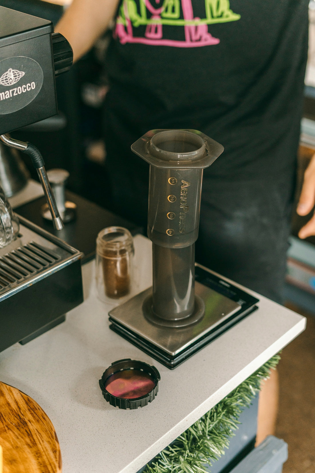 a coffee maker on a table